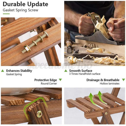 6-Tier Wooden Plant Stand for Indoor/Outdoor