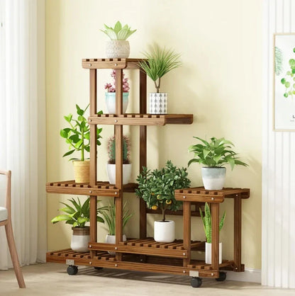 6-Tier Wooden Plant Stand for Indoor/Outdoor