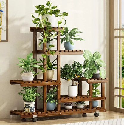 6-Tier Wooden Plant Stand for Indoor/Outdoor