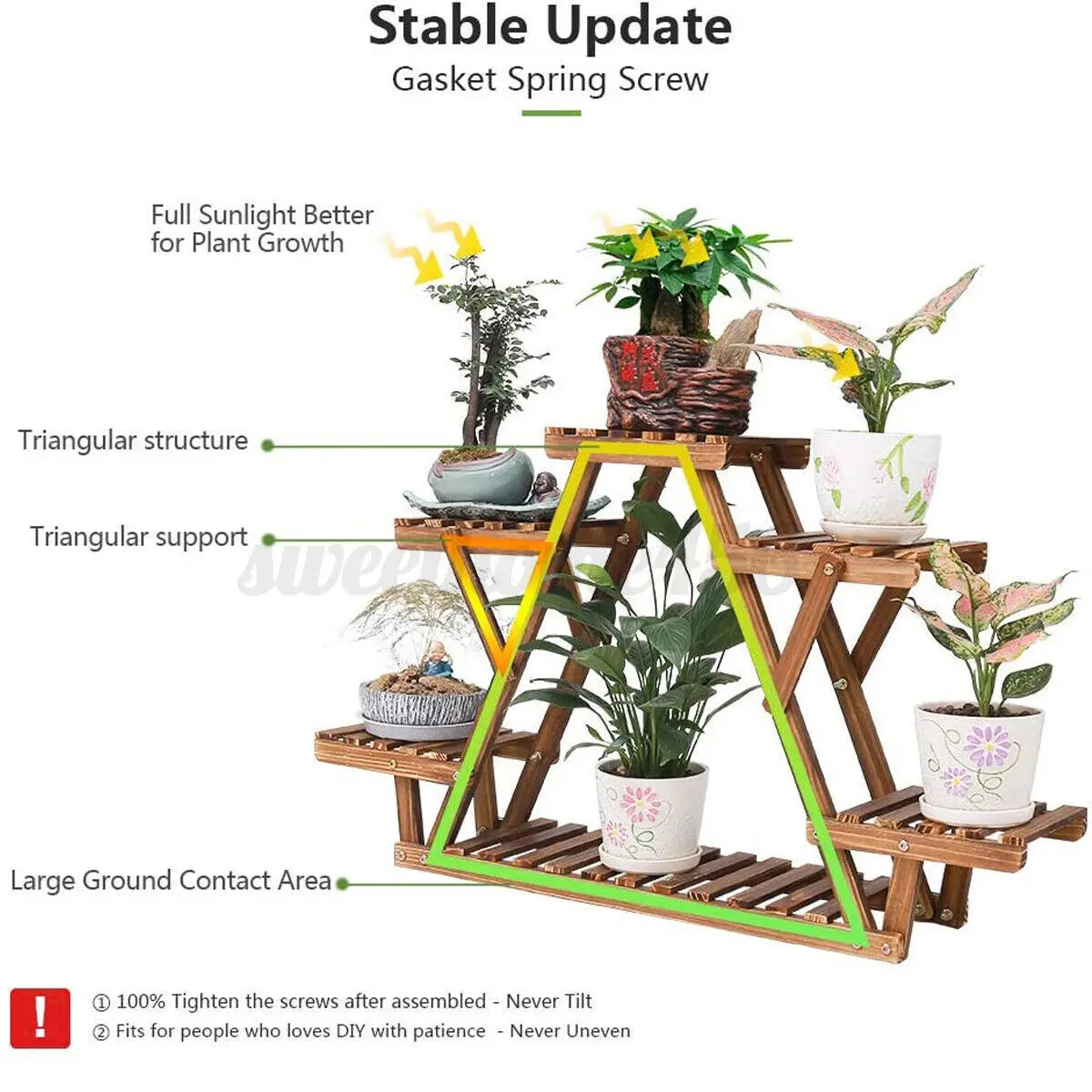 6-Tier Wooden Plant Stand for Indoor/Outdoor
