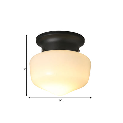DecorBites™ DecorBites™ Modern 1-Light Flush Mount with Milk Glass Shade - White Schoolhouse Ceiling Lamp