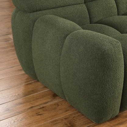 87.4 Length ,35.83inch Deepth ,human Body Structure For USA People, Marshmallow Sofa,boucle Sofa ,3 Seater, OLIVE GREEN BOUCLE
