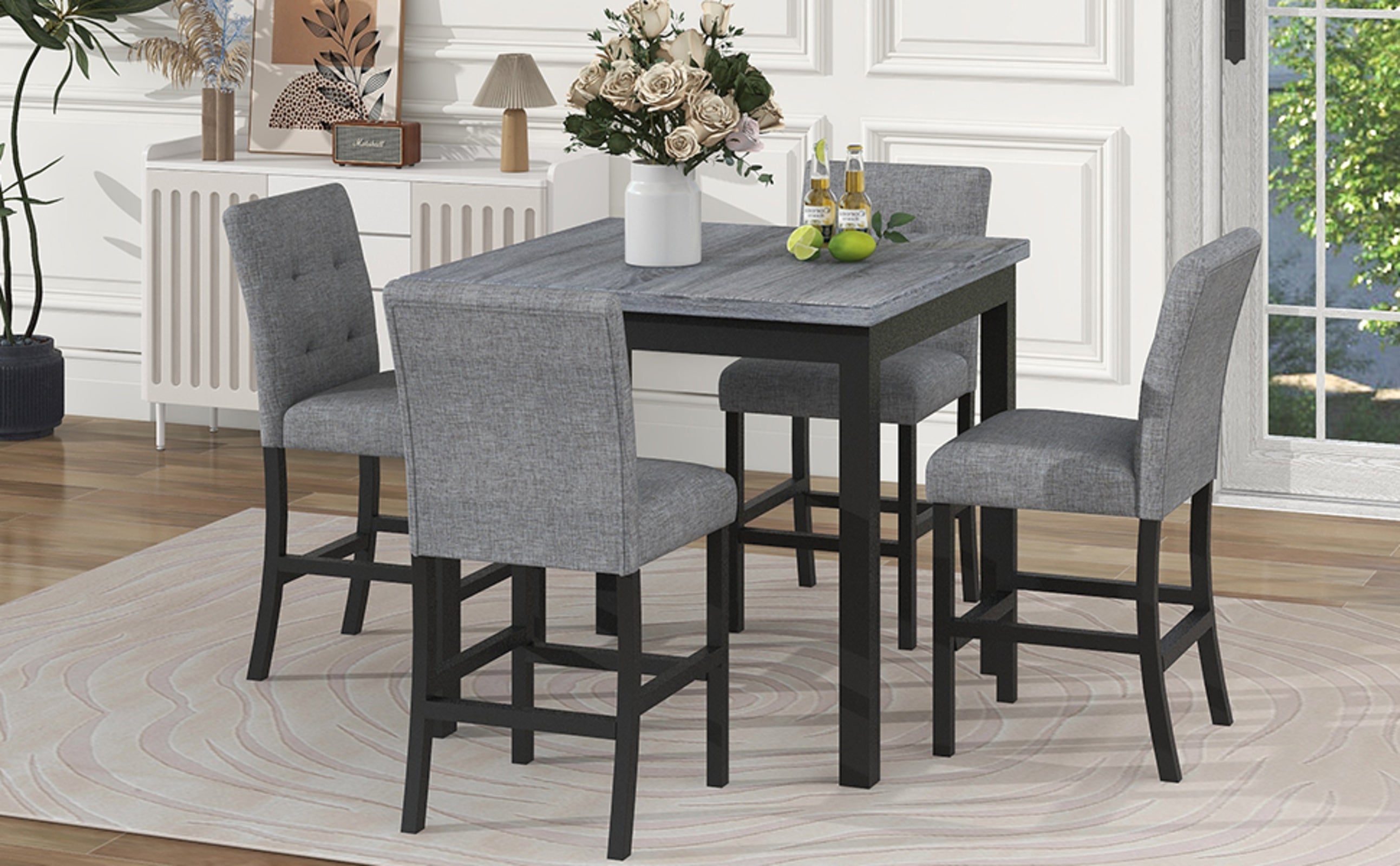 Gray Wood Dining Set