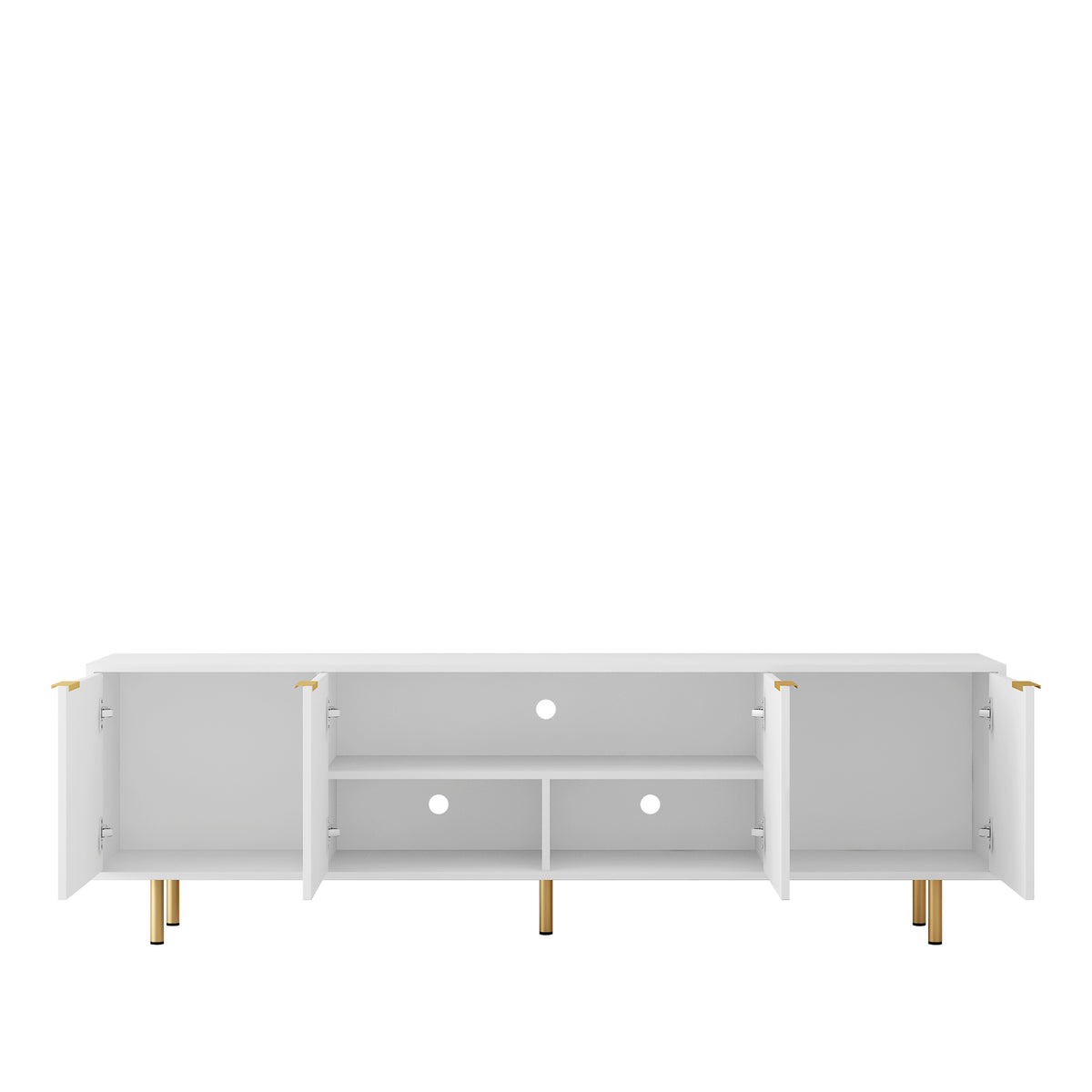 White Modern TV Stand Fluted T, Entertainment Center With Storage Doors, TV Console Media Cabinet, For 55 Inch TV, Living Room
