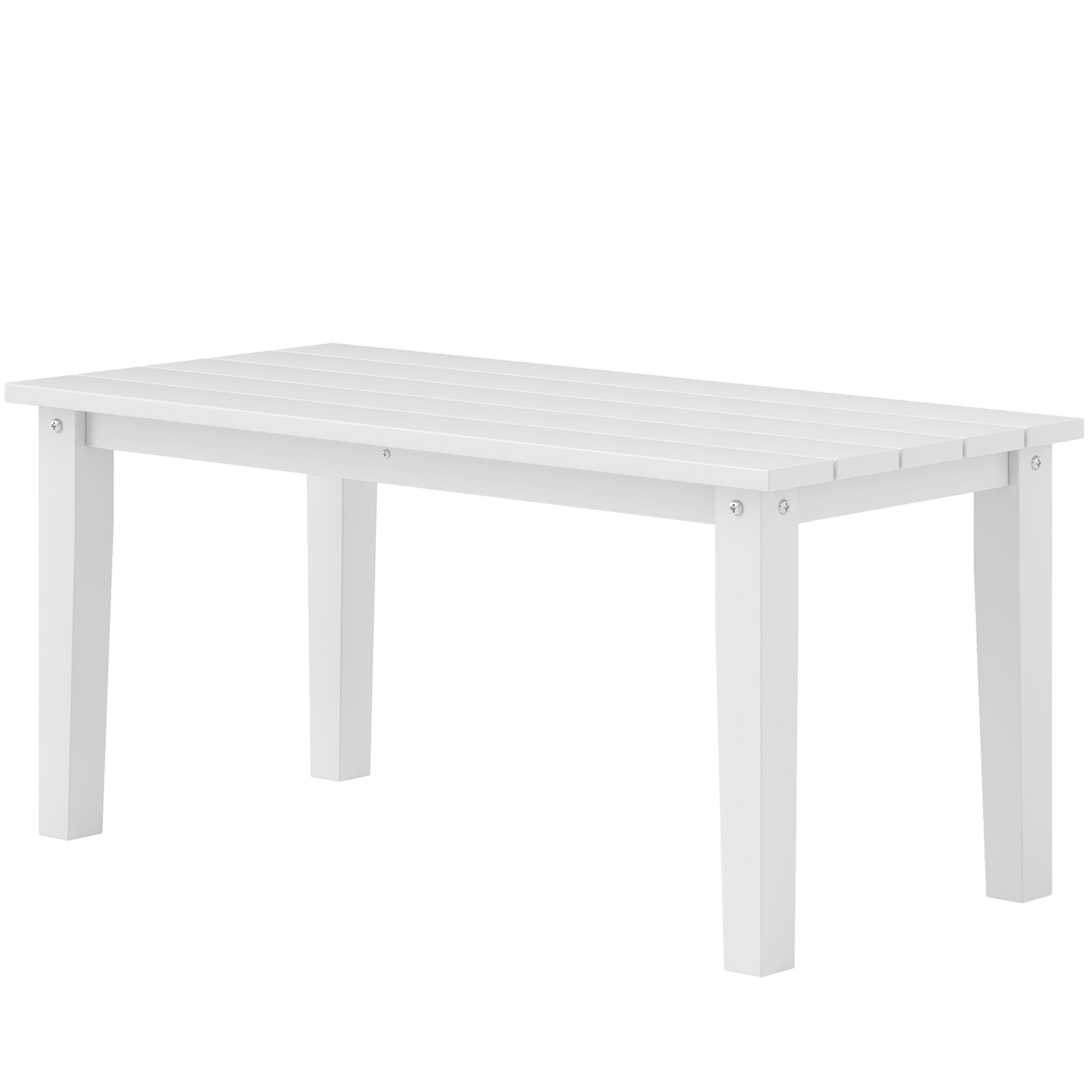 Mesa de Café Exterior Rectangular, Mesa de Patio Exterior para Todo Clima en HDPE con Superficie de Mesa con Listones para Jardín, Balcón, Blanca