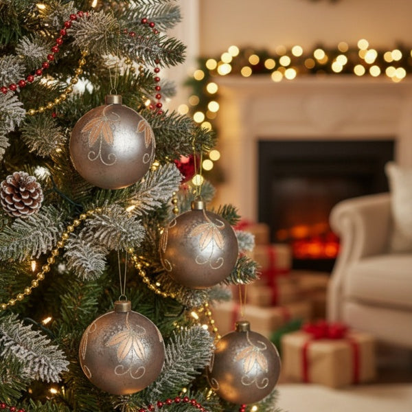 4-piece 4.7-inch Christmas Ball Ornaments, Glass Hanging Decorations For Holiday Tree And Party Decor, FBA Shipped, Prohibited From Sale On The Temu Platform