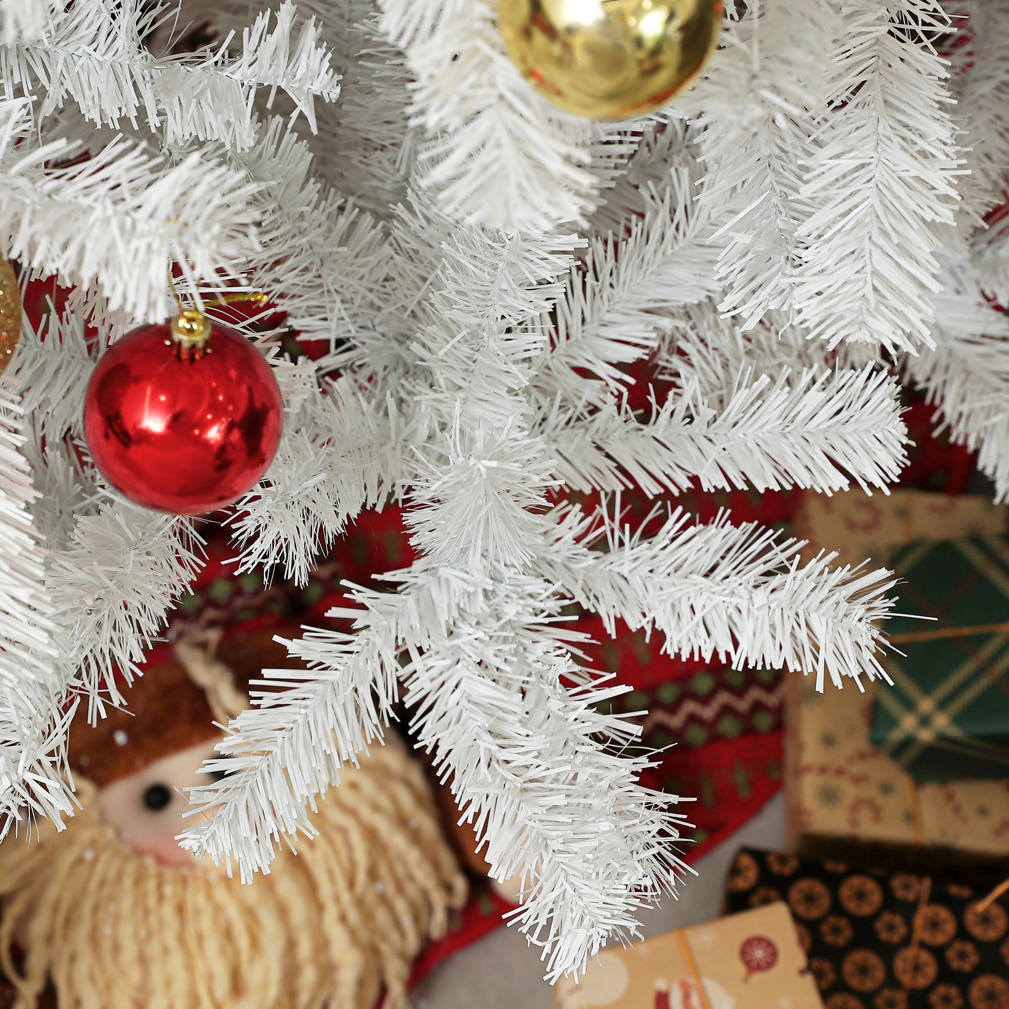 Árbol de Navidad Artificial de 9 pies de Altura HOMCOM, Árbol de Navidad Sin Luces con 2132 Puntas de Ramas, Apertura Automática, Base de Acero, Decoración Festiva para Hogar u Oficina, Blanco