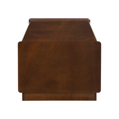 U-Can Modern Rectangle Coffee Table With 4 Drawers And 2 Display Shelves,  Wood Coffee Table With Fluted Style, Tempered Glass For Living Room