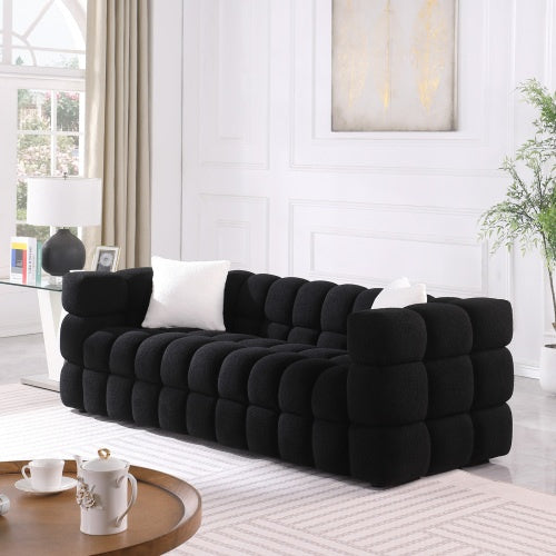 White Boucle 3-Seater Sofa
