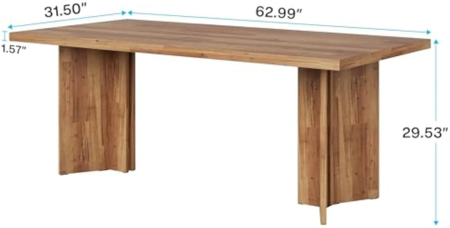 63-Inch Walnut Farmhouse Dining Table