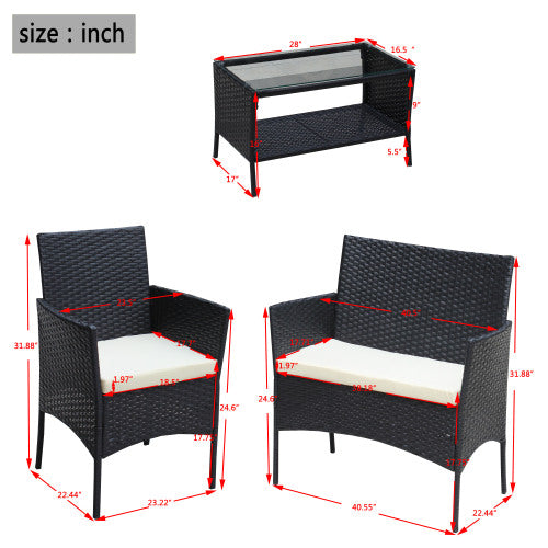 Natural Rattan Patio Set