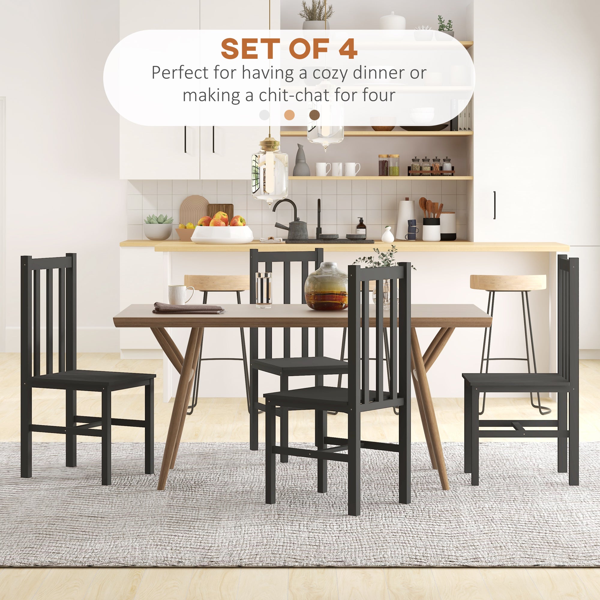 Wood Slatted Dining Chairs