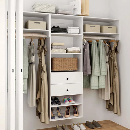 Closet Organizer System, 71"H Walk In Closet System With Drawers, Wood Armoire Wardrobe Closet With Shelves, DIY Wood Closet System With Closet Shelves Wall Mounted (87"W X 16"D X 71"H)