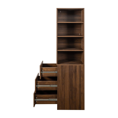 Wooden Storage Cabinet Modern Tall Bookshelf Living Room
