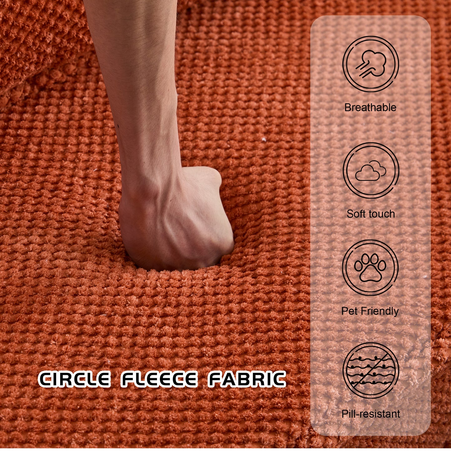 Compression Mahjong Sofa,Convertible Floor Sofa Bed,DIY Boneless Modular Sectional Sofa,No Assembly Required,Circle Fleece Fabric,1 Ottoman,Orange