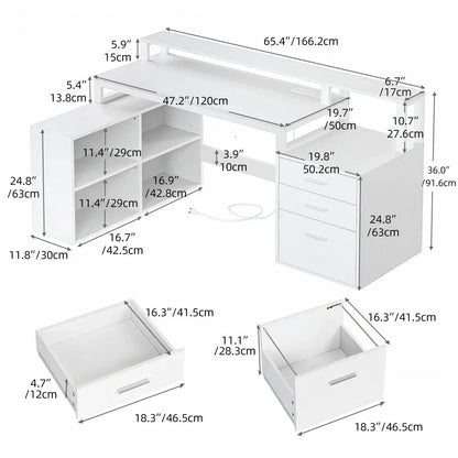 65" L-Shaped Office Desk Set