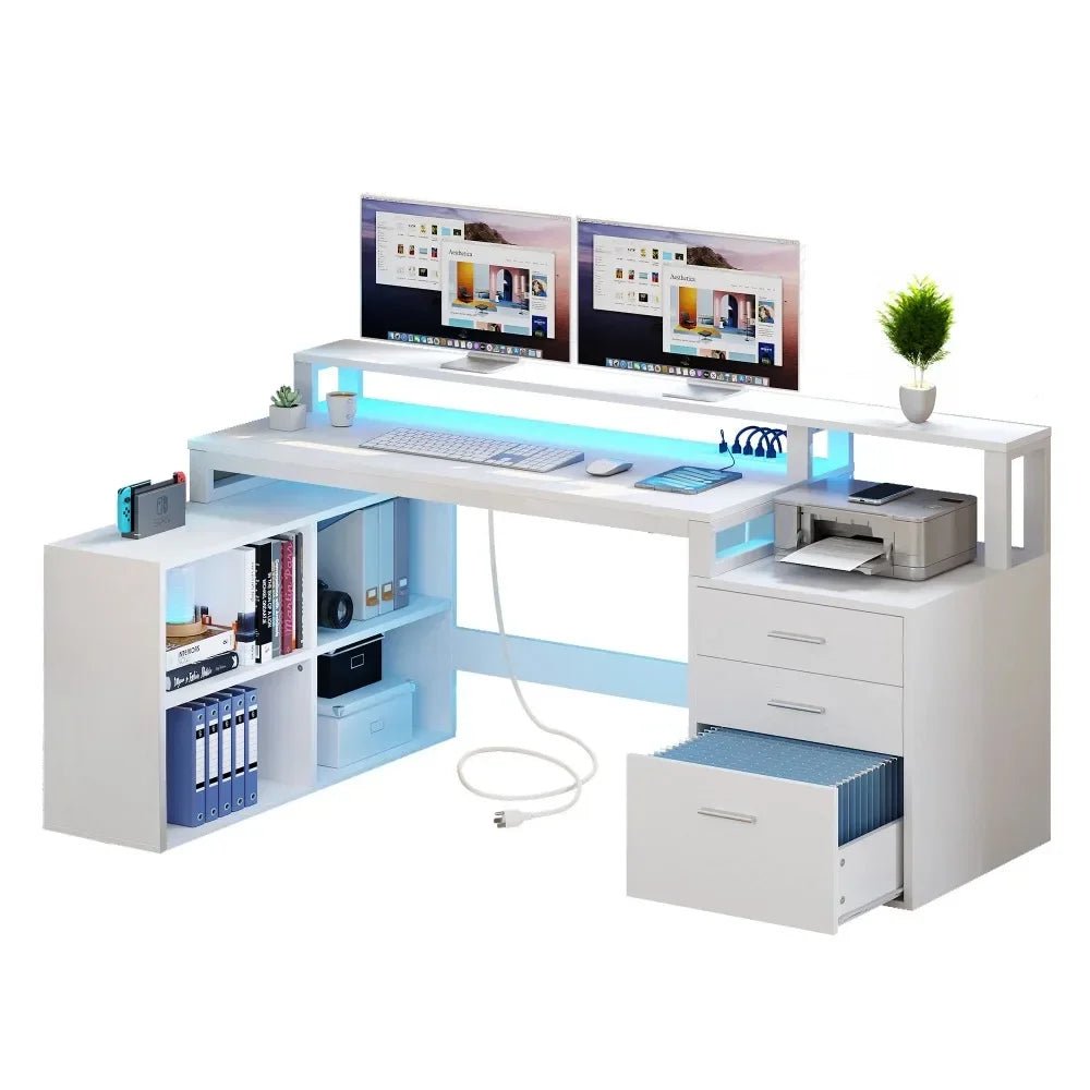 65" L-Shaped Office Desk Set