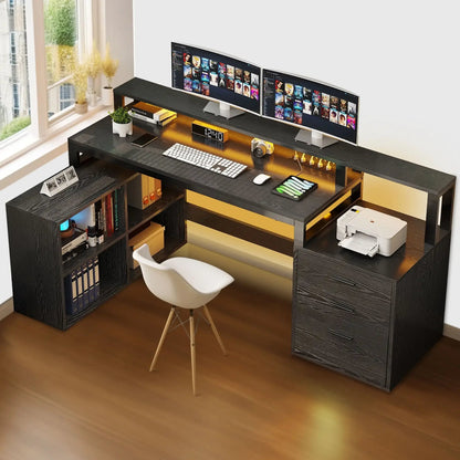 65" L-Shaped Office Desk Set