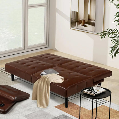 65" Tufted Convertible Futon Sofa