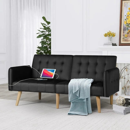 65" Tufted Convertible Futon Sofa