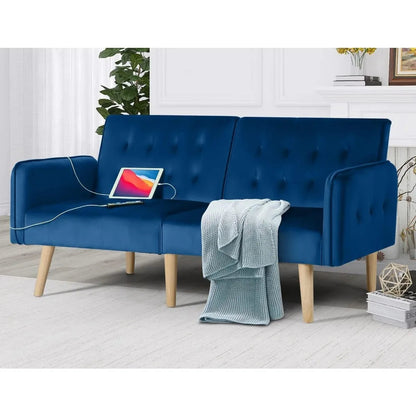 65" Tufted Convertible Futon Sofa