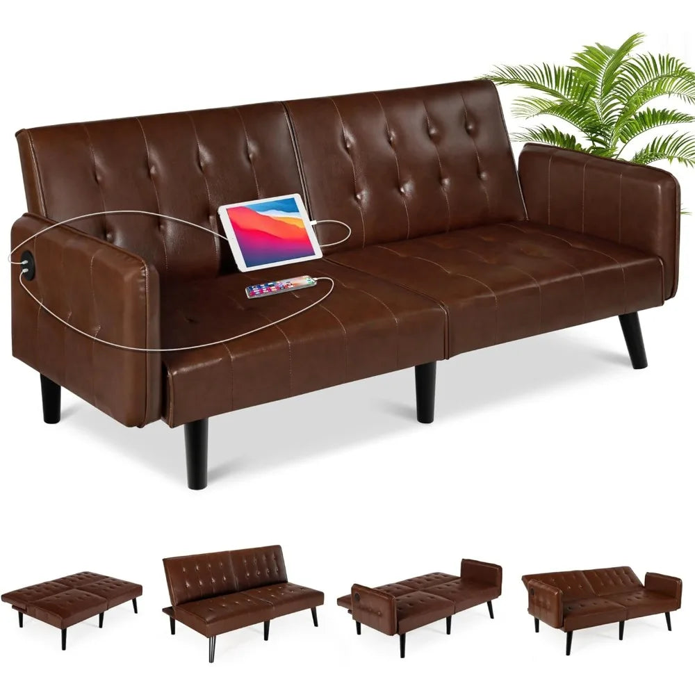 65" Tufted Convertible Futon Sofa