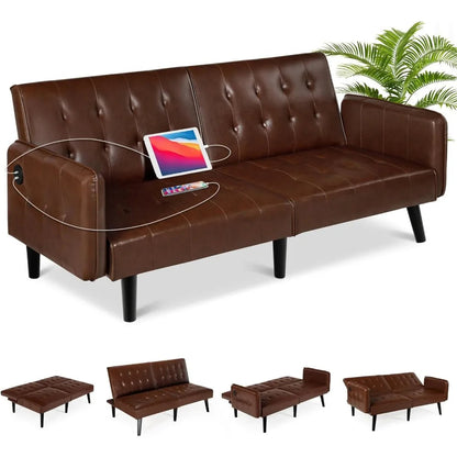 65" Tufted Convertible Futon Sofa