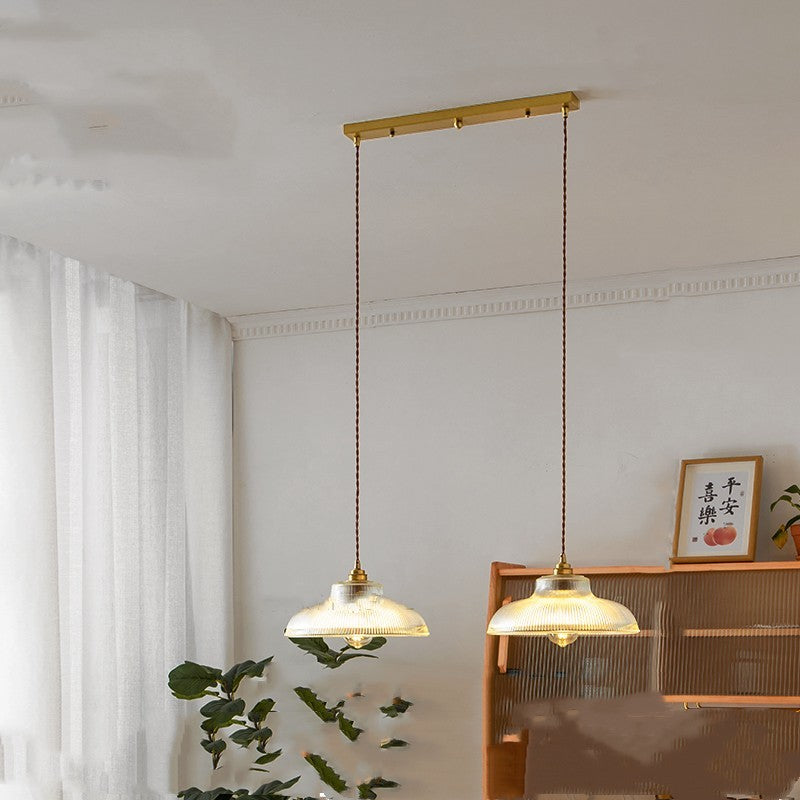 Brass Glass Bar Chandelier Three-Head Japanese Style