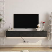 Schwebender TV-Ständer Wandmontiert mit 16-farbigen LEDs, Modernes TV-Ständer, Schwebender TV-Schrank Entertainment-Center für 55 60 65 Zoll TV, Schwarz