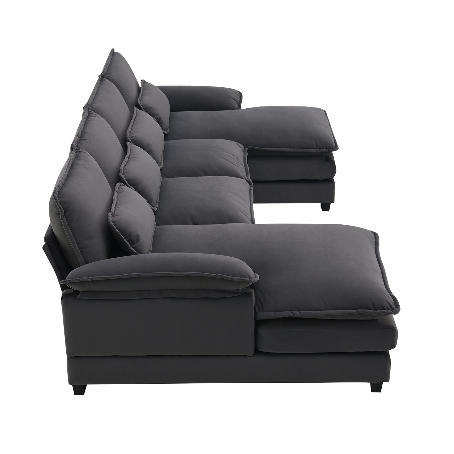 New Modern U-shaped Sectional Sofa, 6-Seat With Waist Pillows 109.8 55.9