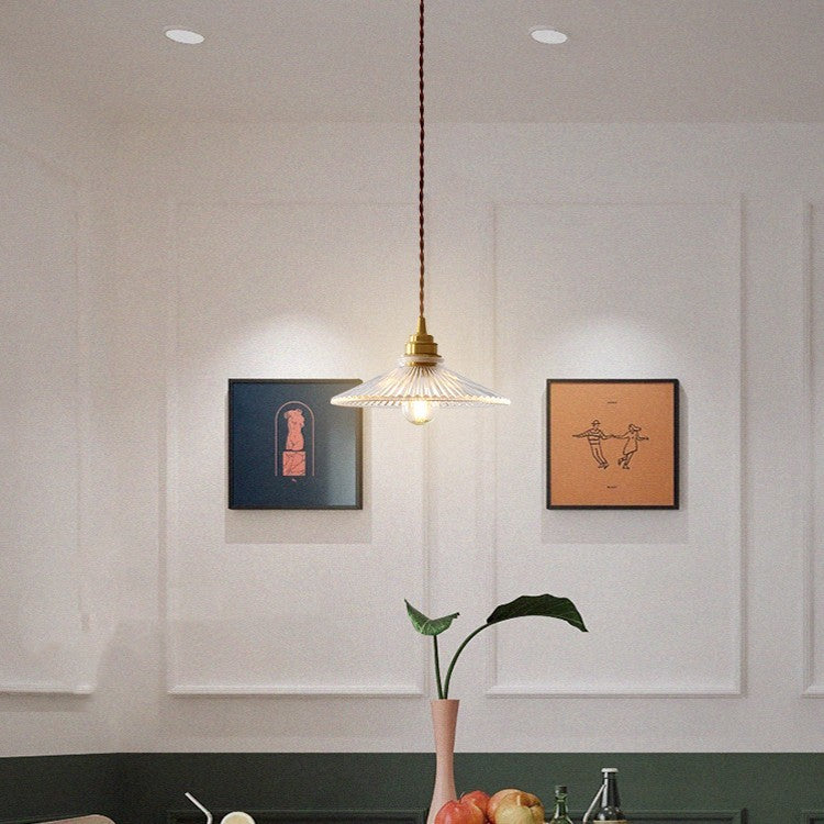 Brass Glass Bar Chandelier Three-Head Japanese Style
