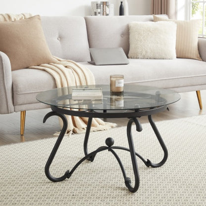 Suitable For Living Room 2-piece Tempered Glass Surface Coffee Table Set