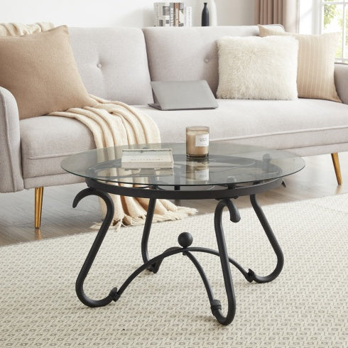 Black Glass Coffee Table Set