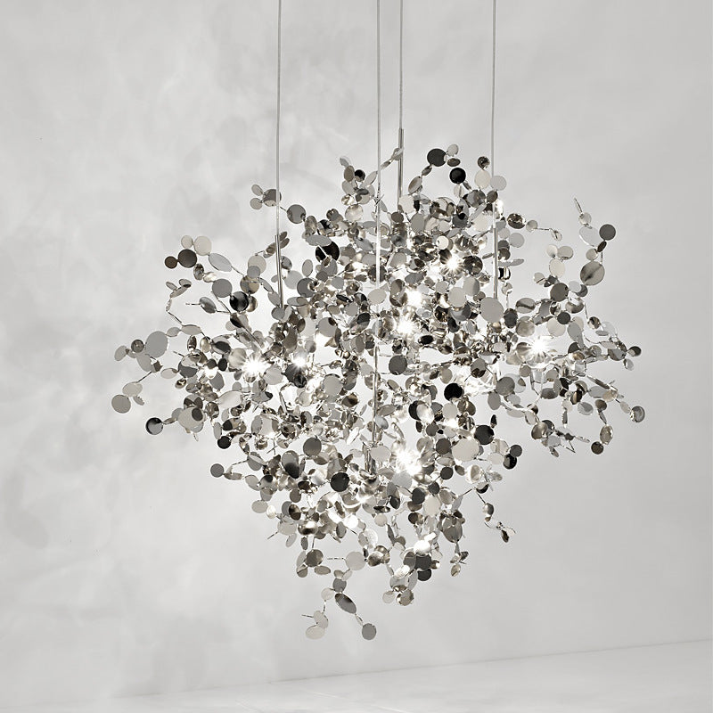 Stainless Steel Leaf Chandelier