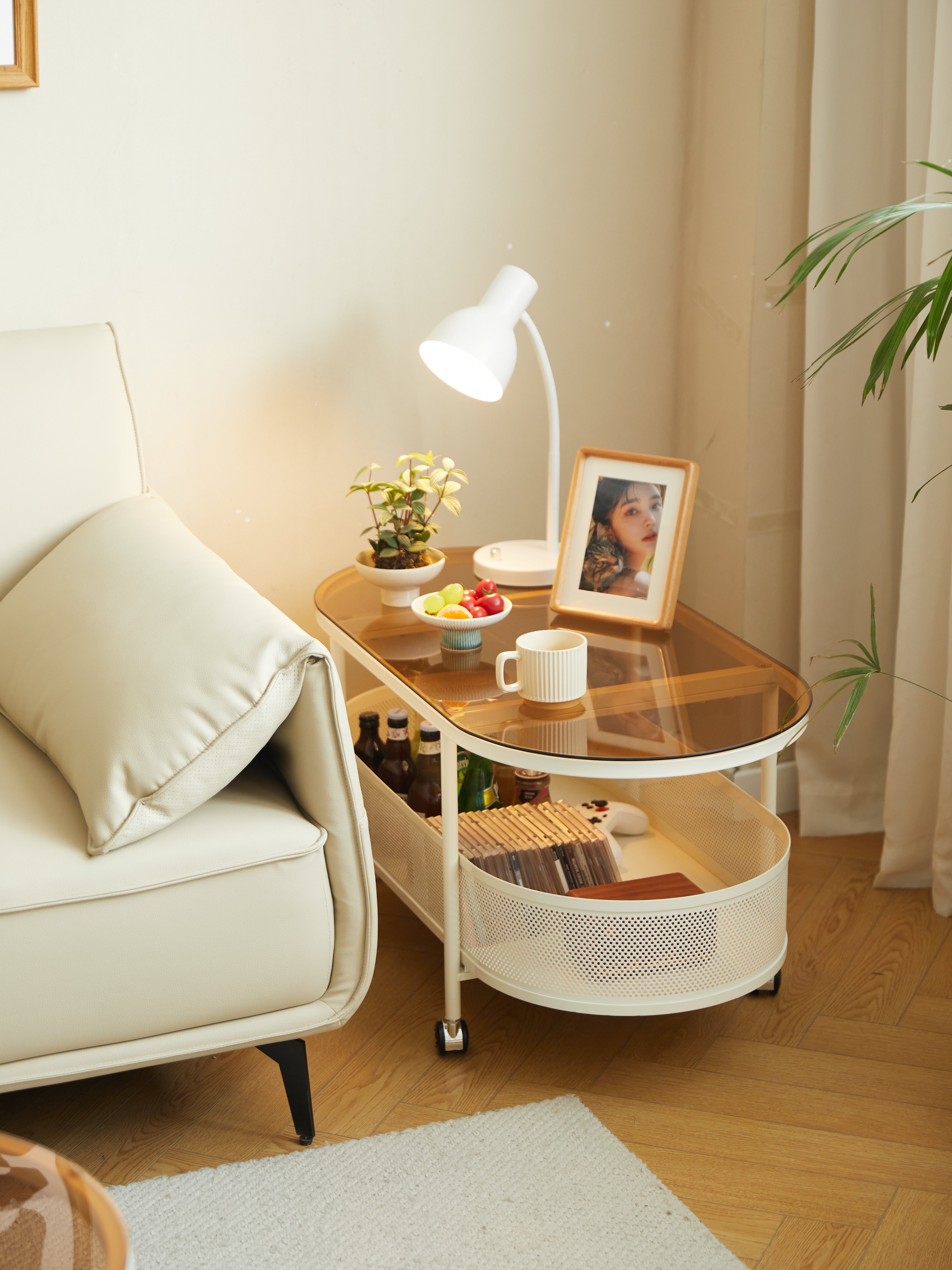 Oval Metal Glass Coffee Table