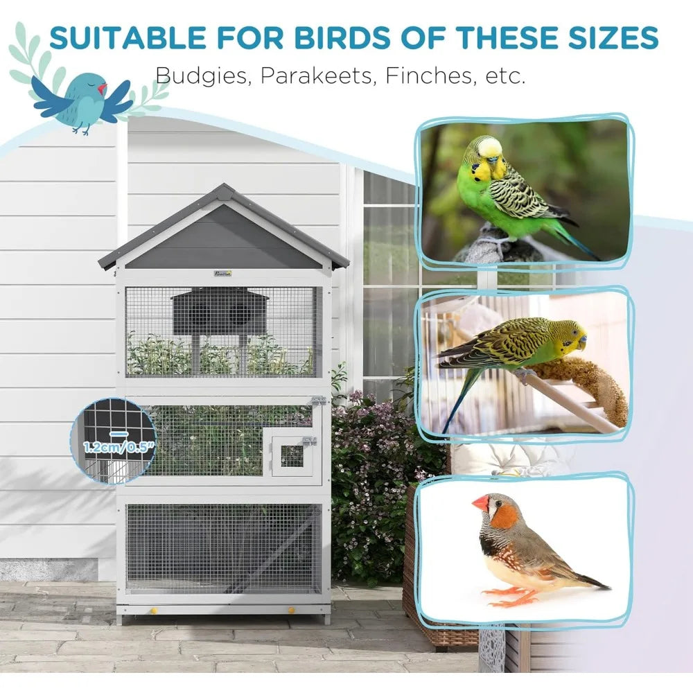 67’’ Wooden Outdoor Bird Aviary for Finches and Parakeets - None / United States