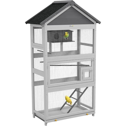 67’’ Wooden Outdoor Bird Aviary for Finches and Parakeets - None / United States