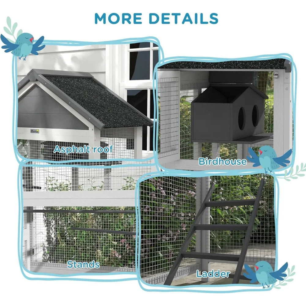 67’’ Wooden Outdoor Bird Aviary for Finches and Parakeets - None / United States