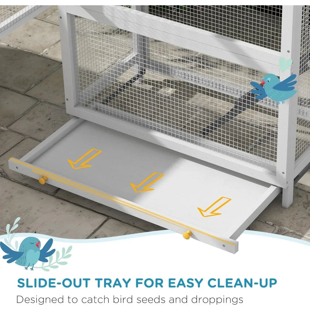 67’’ Wooden Outdoor Bird Aviary for Finches and Parakeets - None / United States