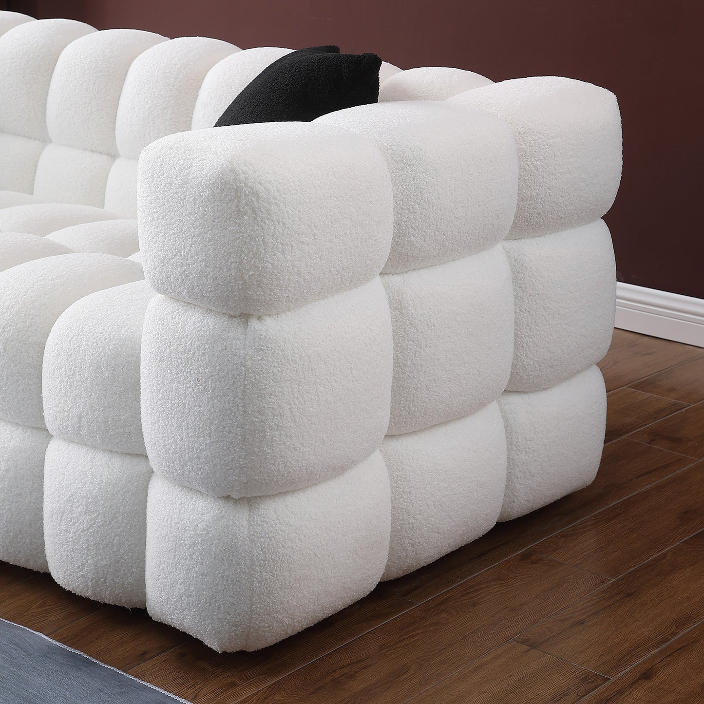62.2length ,35.83inch  Deepth ,human Body Structure For USA People, Marshmallow Sofa,boucle Sofa ,White Color, 2 Seater