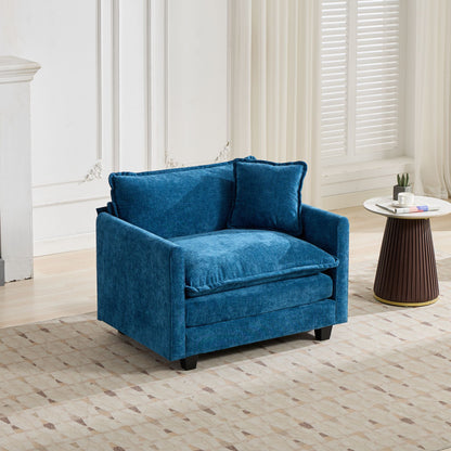 Cloud Sofa One Seat Armrests Are Not Included, Modern Sectional Couch, For Living Room Bedroom And Apartment, Comfy Double Layer Upholstered Seat Cushion, Breathable Chenille Fabric, Blue
