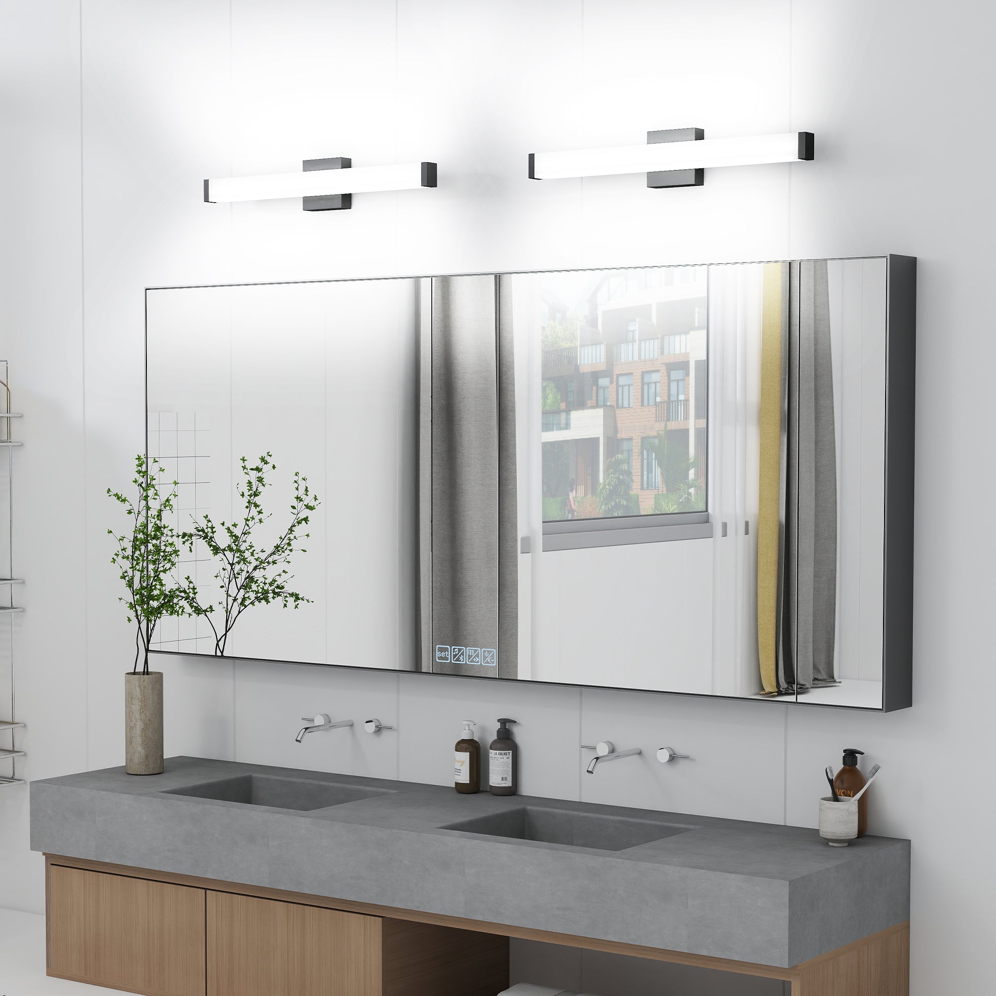 Luz para Tocador de Baño Negro - 25 Pulgadas Luces Modernas para Tocador de Baño - 14W Luces LED para Baño Sobre el Espejo Luz Blanca Fría 6000K
