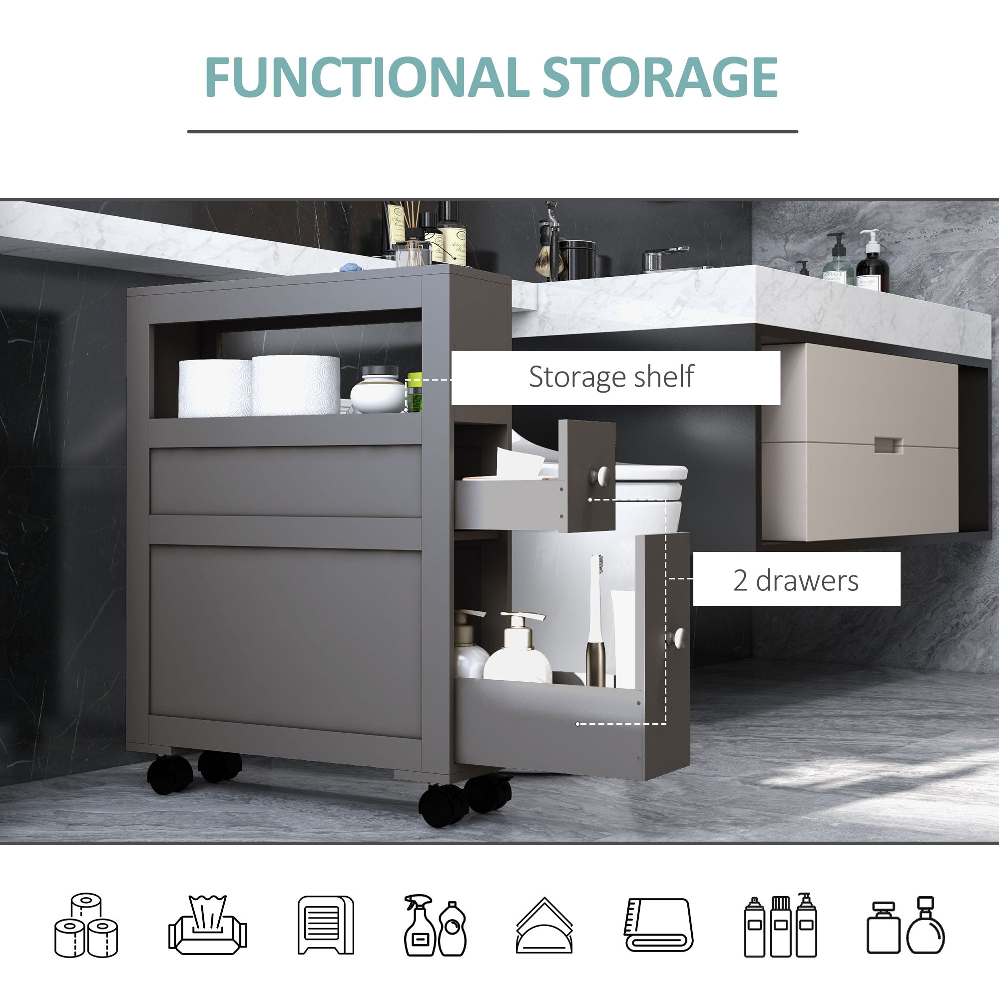 White Narrow Storage Cabinet