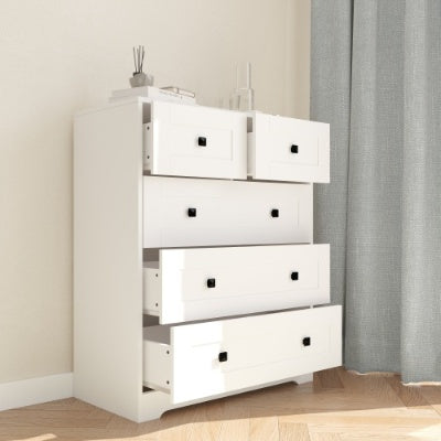 Cómoda con 5 Cajones en Color Blanco Estilo Puerta de Granja
