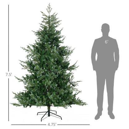 HOMCOM 7.5ft Artificial Christmas Tree Holiday Dcor With 1288 Branches, Auto Open, Steel Base, Wide Shape, Easy To Shape Branches