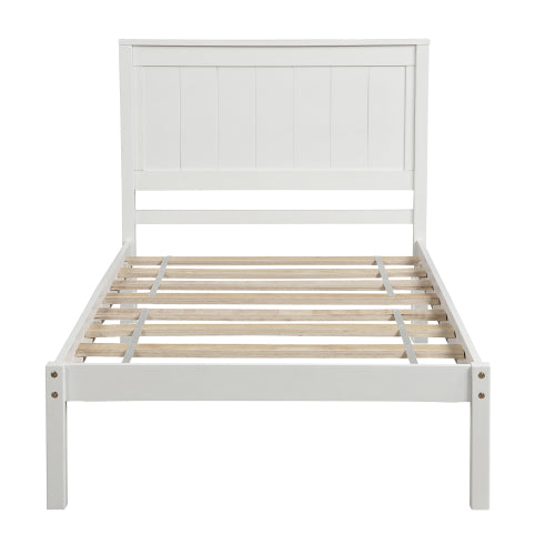 White Wood Platform Bed