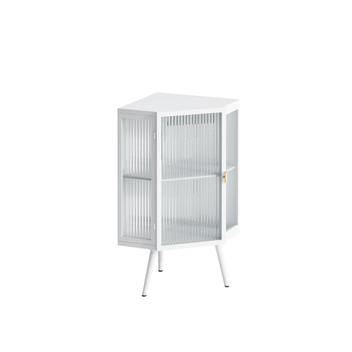 Bodenstehender Kegelförmiger Schrank mit Sicherheitsglas-Tür und Stauraum-Regalen, geeignet für Badezimmer, Wohnzimmer, Schlafzimmer
