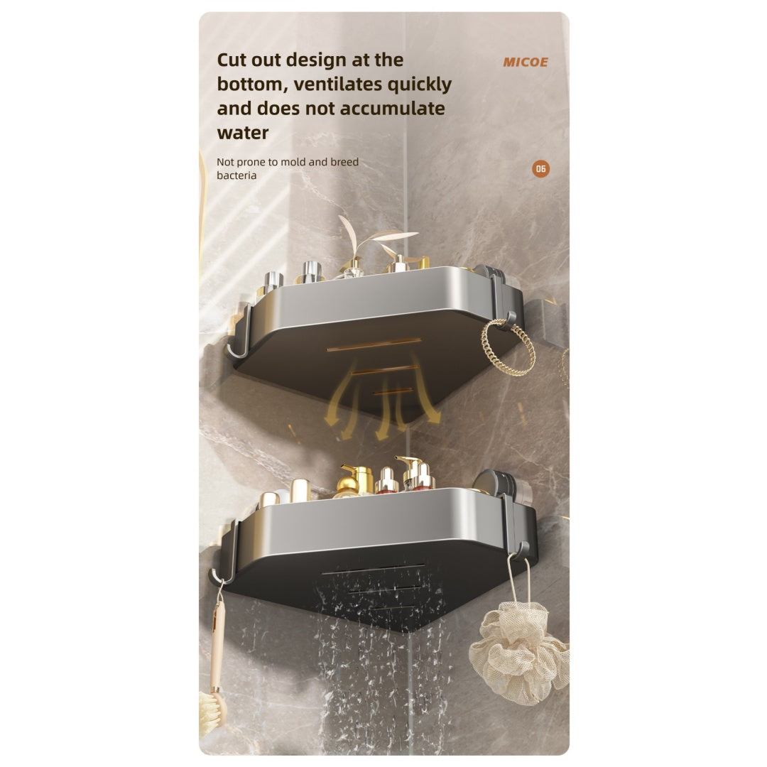Gunmetal Suction Shower Shelf