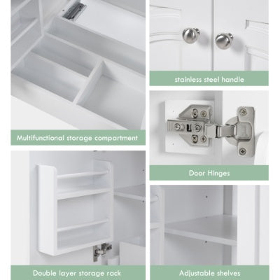 30 No Assembly Needed Vintage White Bathroom Vanity With Ceramic Sink,Two Soft Close Doors  Adjustable Shelf,Modern Farmhouse Style