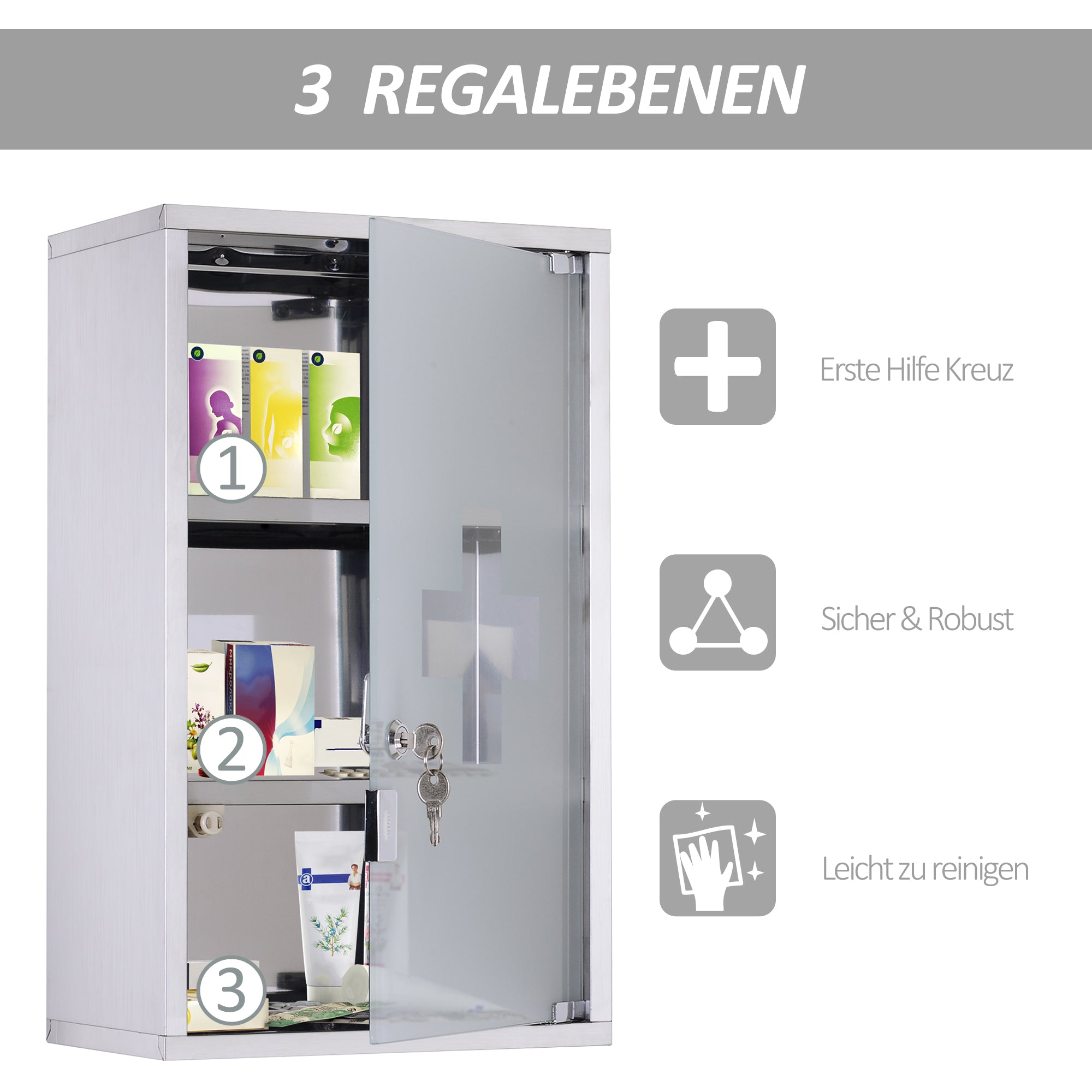 Stainless Lockable Medicine Cabinet